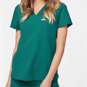 FIGS Catarina Scrub Top Hunter Green XXS